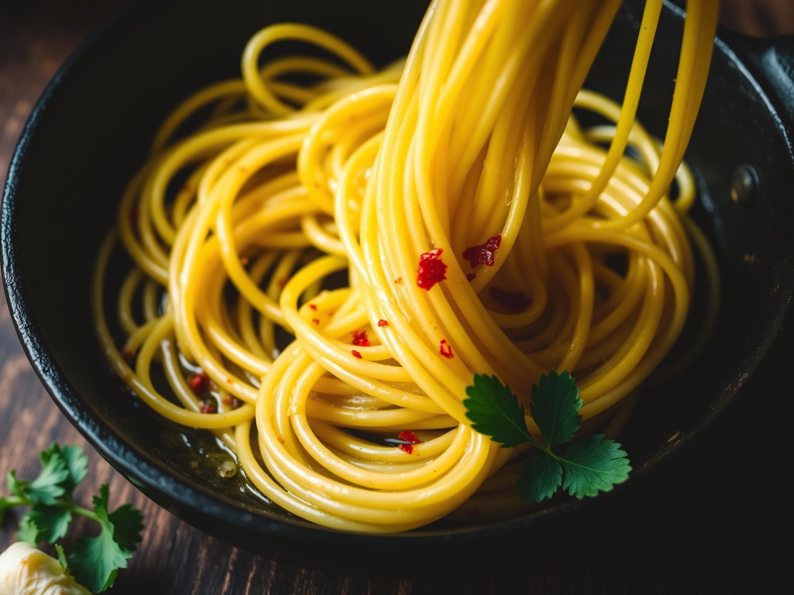Aglio e olio, done with Picual — Cooking recipe