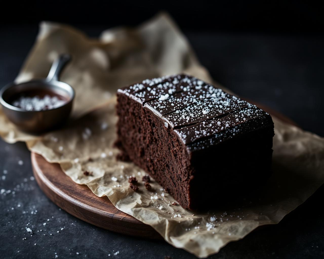 Olive oil chocolate cake, sea salt finish — Baking recipe