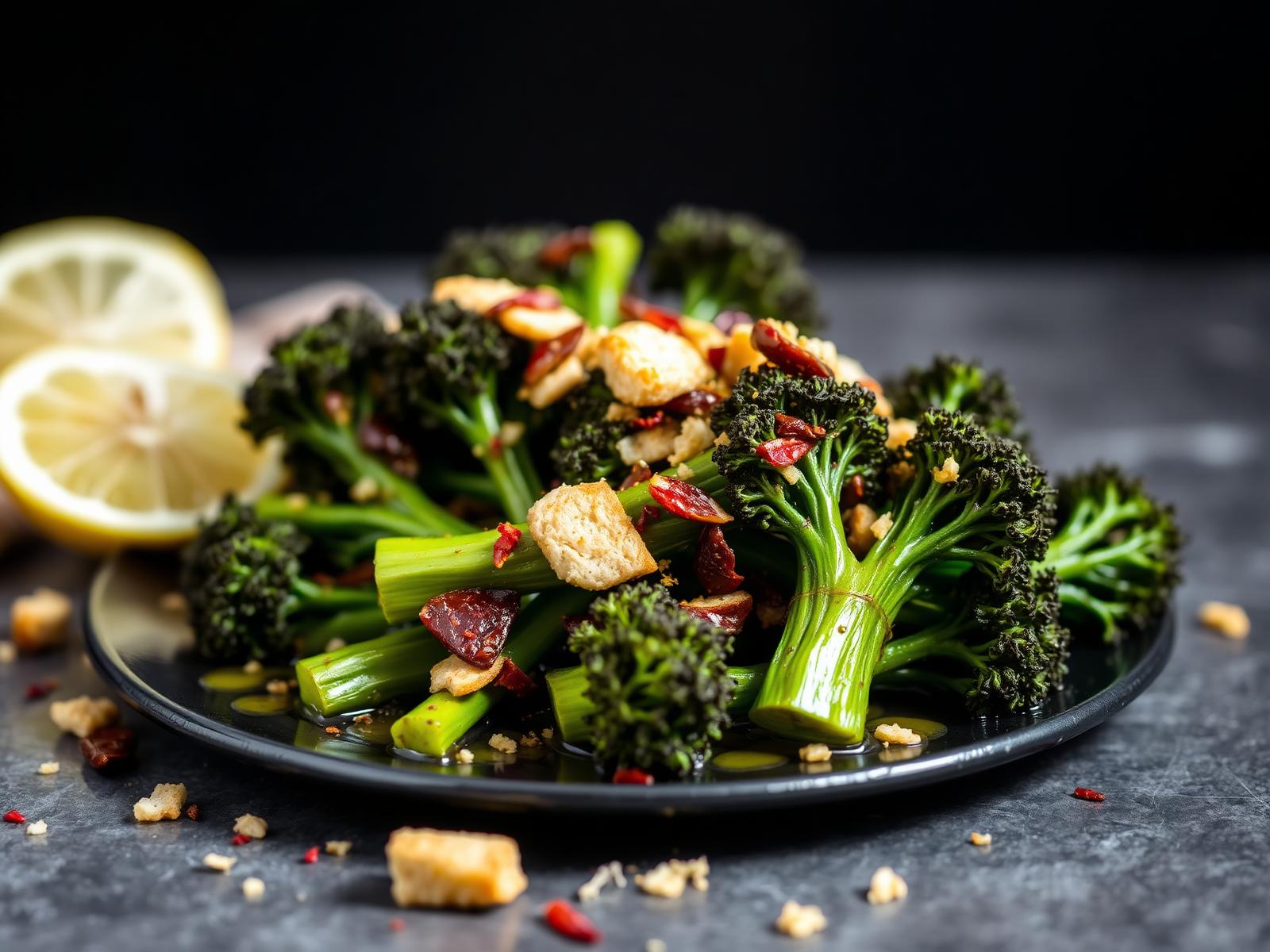 Charred broccolini, anchovy & breadcrumbs — Cooking recipe