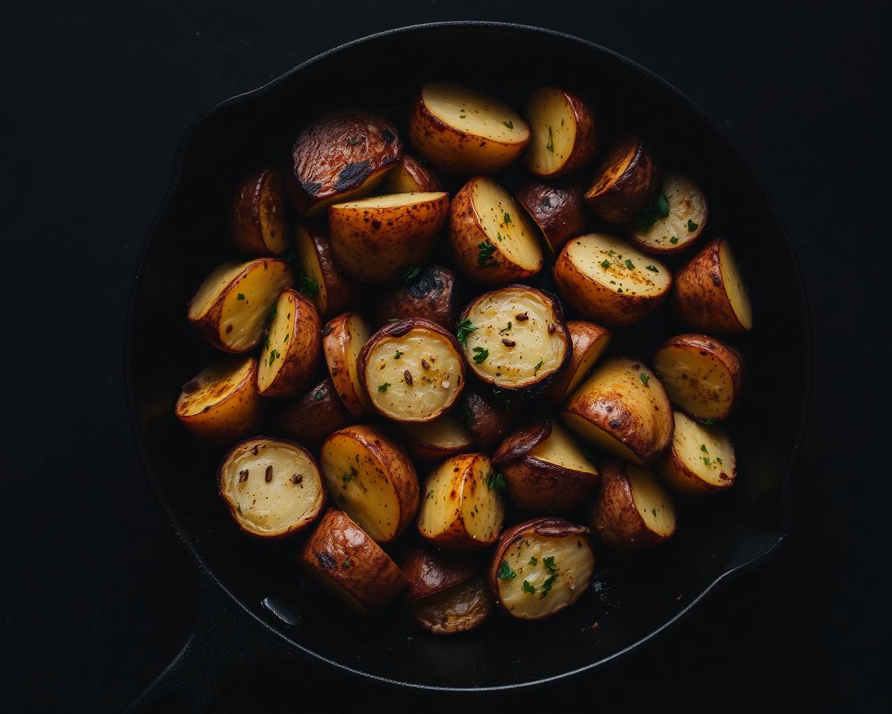 Skillet potatoes, crisped in Picual — Cooking recipe